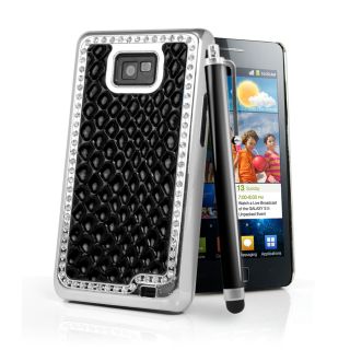 Black Bling Diamond Croc Skin Case Cover for Samsung i9100 Galaxy S2
