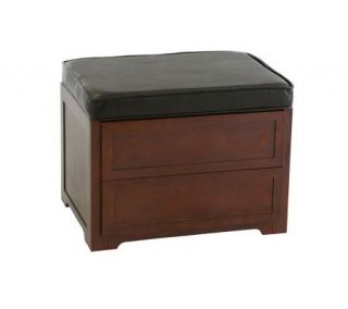 CD/DVD Media Storage Ottoman in Faux Leather —