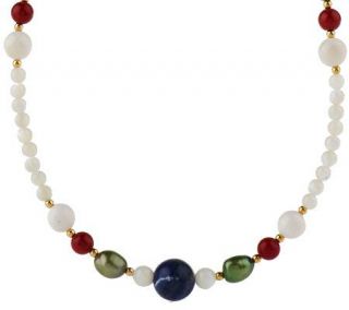 Lee Sands 36 Multi  Gemstone & Cultured Pearl Necklace —