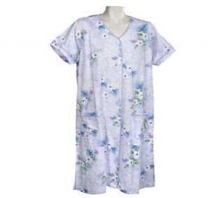 Carole Hochman Hibiscus Floral Short Sleeve Button Front Night Shirt 