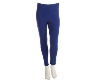 Sport Savvy Stretch Knit Full Length Leggings with Button Trim