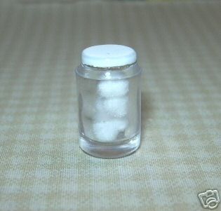 Jar of Cotton Balls Plastic w White Lid Dollhouse