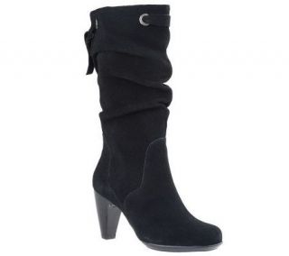 Gretta Suede Pull on Round Toe High Shaft Boots —