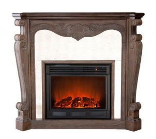Warwick Electric Fireplace   Burnt Oak with Faux Slate —
