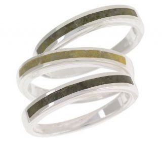 Connemara Marble Sterling Silver Set of 3 Stack Rings —