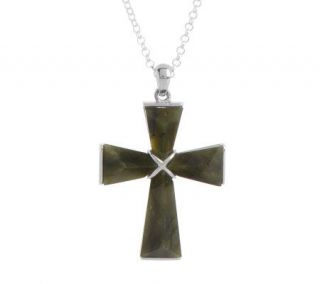 Connemara Marble Sterling Silver Cross with Chain —