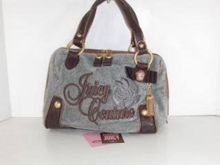 Juicy Couture Daphne Velour Tassle Satchel Handbag Gray