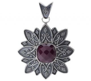 Sandra Singh Sterling 6.90 cts Indian Ruby Flower Pendant —