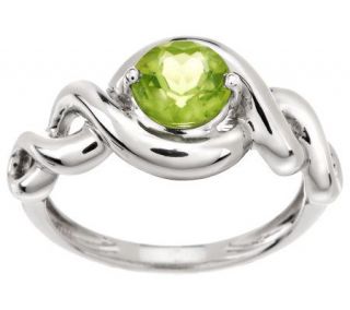 10 ct tw Round Peridot Sculpted Design Sterling Ring —