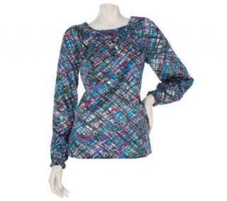Parkside Scoopneck Printed Tunic with Removable Self Belt —