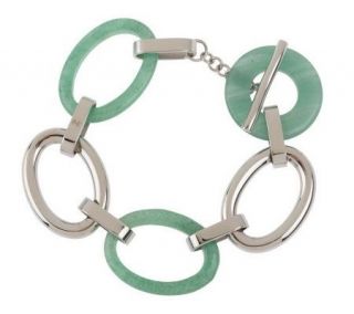 Steel by Design Bold Gemstone Oval Link Toggle Bracelet —