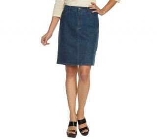 Liz Claiborne New York Five Pocket Straight Jean Skirt —