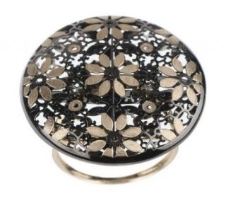 VicenzaGold Round Satin &Polished Flower Ring 14K Gold —