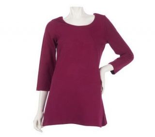 Women with Control 3/4 Sleeve Scoop Neck A Line Tunic —