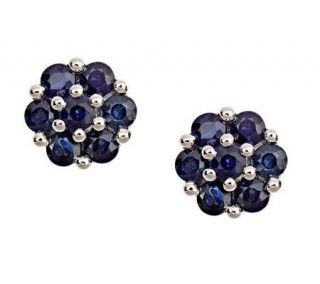 Sterling 1.05 cttw Sapphire Flower Stud Earrings   J308782