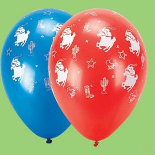 Red and Blue Cowboy Balloons Kids Western Horse Rodeo Party
