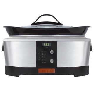 NEW Crock Pot 6 Quart Oval Programmable Slow Cooker Brushed Stainless