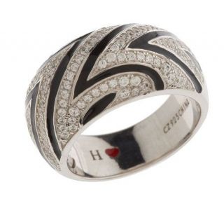 Hidalgo Diamonique Sterling Zebra Pattern Domed Ring —