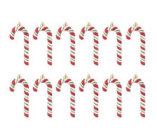 Set of 12 Glitter Candy Cane Ornaments by Valerie —