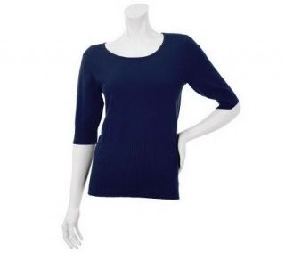 Linea by Louis DellOlio Whisper Knit Elbow Sleeve Sweater —