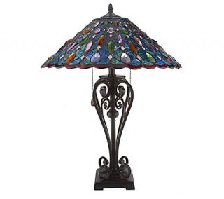 Peng Stained Glass 26 inch Table Lamp with Crystals —