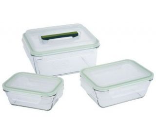Prepology Set of 3 Glass Storage Containers with Locking Lids