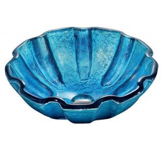 Vigo Mediterranean Seashell Tempered Glass Vessel Sink in Blue
