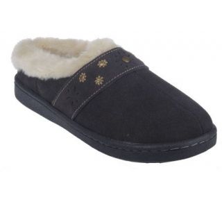 Clarks Daisy Clog Suede&Faux Fur Slippers w/ Stud Details   A217684