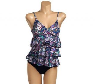 Fit 4 U Tummy Paisley Three Tier Ruff Tankini —