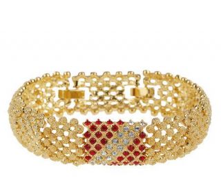 Jacqueline Kennedy Simulated Ruby & Diamond Link Bracelet —