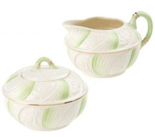 Belleek Celtic Design Sugar and Creamer Set —