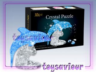 3D Crystal Puzzle 95pcs Large Dolphin Blue