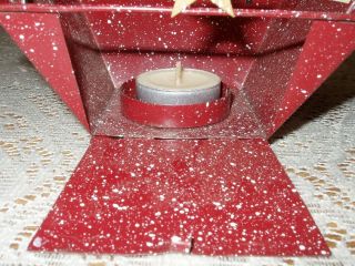  Mini Tabletop Metal Christmas Tree w Gold Stars Tealight Candle