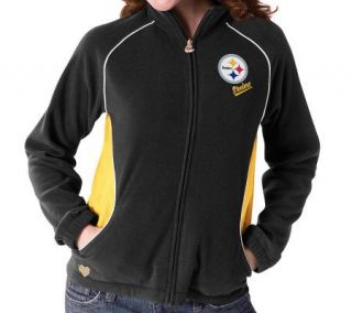NFL Steelers Womens Plus Size Overlay Micro Fleece Jacket —