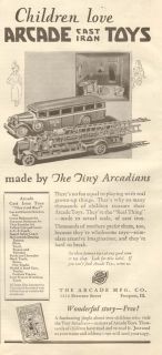  Cast Iron Toy Arcade Fire Truck Bus Crane Bathroom Miniature Ad