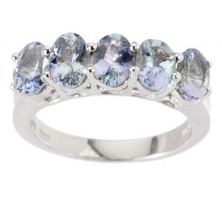 80 ct tw Bondi Blue Tanzanite 5 Stone Sterling Ring   J277685
