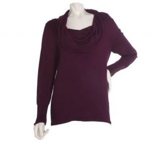 Bradley by Bradley Bayou Cowl Neck Sweater w/Zipper Detail —