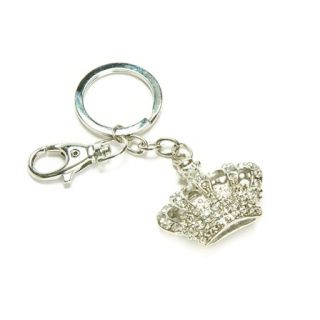 Clear Crystal Gem Crown Keychain Key Ring Clasp Finder