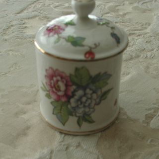 Vintage Crown Staffordshire Jam Jelly Jar with Lid Fine Bone China