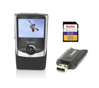 Kodak Zi6 Black Pocket VideoCamera/4GB SD Card/Reader/$55Offer