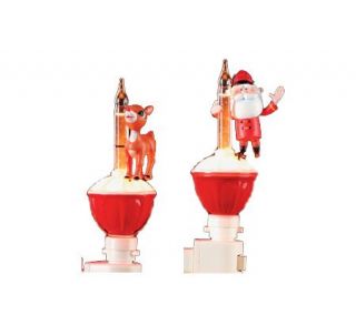 Bubble Night lights by Roman   Set of Rudolph and Santa —