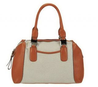 As Is B. Makowsky Cotton Canvas Ziptop Satchel —