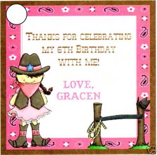 Girls Pink Cowgirl Party Favor Tags Farm Western