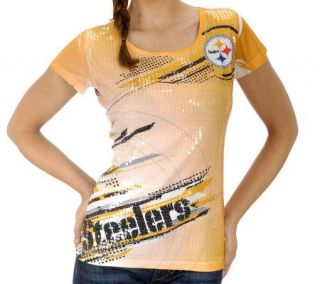 NFL Steelers Womens Sublimated Sequin T Shirt —