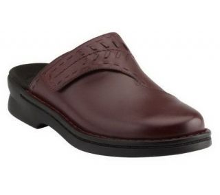 Clarks Leather Adjustable Clogs w/Lacing Detail —