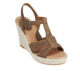 by Born Suede T Strap Wedge with Adj. Strap —