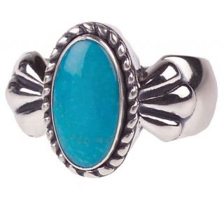 Southwestern Sterling Oval Turquoise Ring —