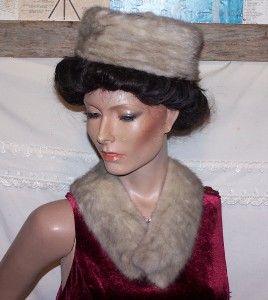 Vintage Marche Coyle Richardson Hat Box w Matching Mink Fur Hat Collar
