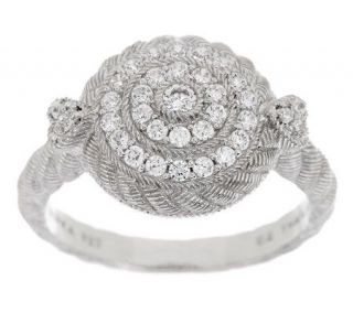 Judith Ripka Sterling and Diamonique Round Textured Ring —