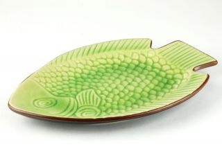 Ceramic Dinnerware Fish Plate Green Crackle Glaze Gift